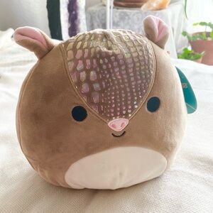 Squishmallows Thompson Brown Plush Armadillo with Iridescent Pink Scales